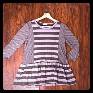 Striped 3/4 length sleeve shirt